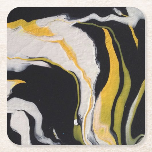 gelb, schwarz, weiß rechteckiger pappuntersetzer (Vorderseite)