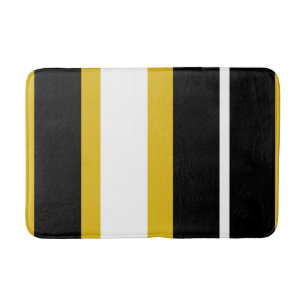 Gelb Schwarz Weiß Streifen Biene Stripe Badematte