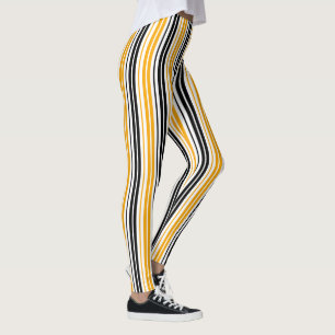 Gelb Schwarz Weiß Streifen Muster Design  Leggings