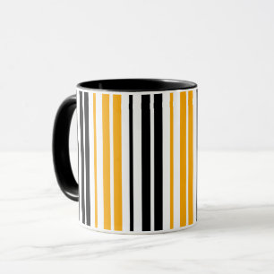 Gelb Schwarz Weiß Streifen Muster Design  Tasse