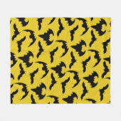 Gelb & Schwarze Fledermäuse Halloween Fleecedecke (Vorderseite (Horizontal))