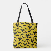 Gelb & Schwarze Fledermäuse Halloween Tasche (Rückseite)