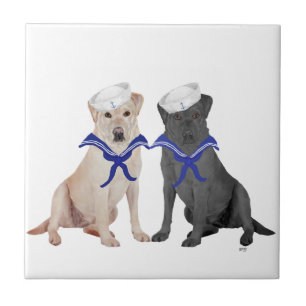 Gelb & Schwarze Labrador Retriever Fliese