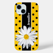 Gelb, schwarze Polka Dots, Daisy Blume iPhone Case (Rückseite)