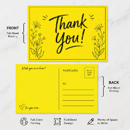 Gelb-Schwarze-Rand-Postkarte | Modern Minimalistis Postkarte