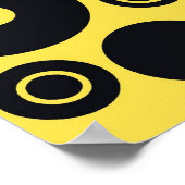 Gelb, schwarze Retro-Kreise Poster (Ecke)