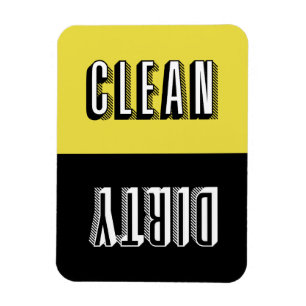 Gelb-schwarze Retro-Typografie-Geschirrspüler Magnet
