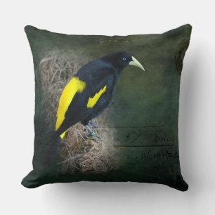 Gelb-schwarze Vogel-Fine-Art-Fotografie Kissen