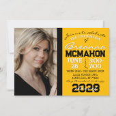 Gelb-schwarzer Abschluss 2 Foto Einladung (Vorderseite)