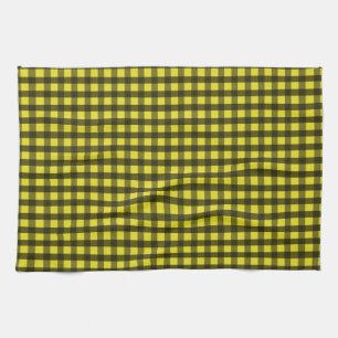 Gelb-schwarzer Gingham Geschirrtuch