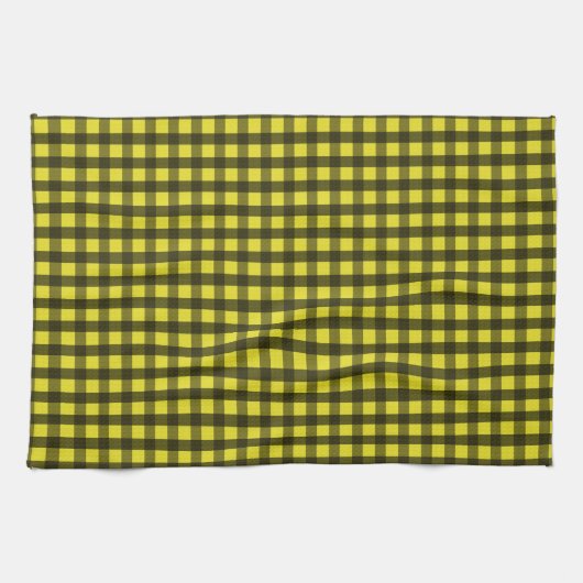 Gelb-schwarzer Gingham Geschirrtuch (Horizontal)