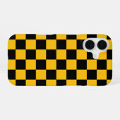Gelb-schwarzer Karodruck iPhone 16 Hülle (Rückseite (Horizontal))