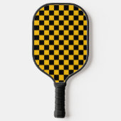 Gelb-schwarzer Karodruck Pickleball Schläger (Rückseite)
