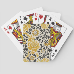 Gelb-schwarzes Blumenmuster im Vintage-Stil Spielkarten