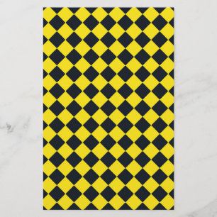 Gelb-schwarzes Diamant-Harlekin-Karomuster Briefpapier