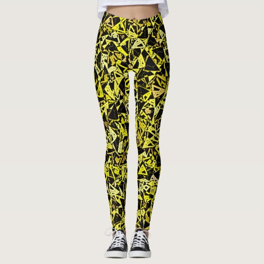 Gelb Schwarzes Dreieckmuster Leggings (Vorderseite)