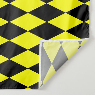 Gelb Schwarzes Harlekin-Diamantenkontrolldesign Stoff