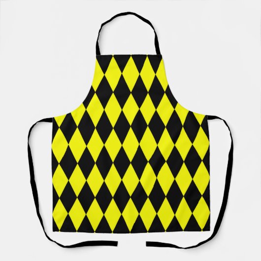Gelb Schwarzes Harlekin-Diamantenkontrollmuster-De Schürze (Vorderseite)