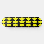 Gelb Schwarzes Harlekin-Diamantenkontrollmuster-De Skateboard (Horizontal)