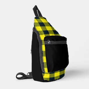 Gelb-schwarzes Karomuster Crossbody Bag
