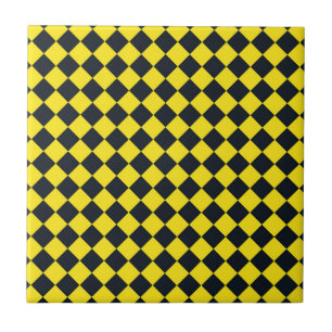 Gelb schwarzes Schachbrett-Diamantmuster Fliese