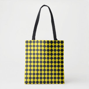 Gelb schwarzes Schachbrett-Diamantmuster Schulter Tasche
