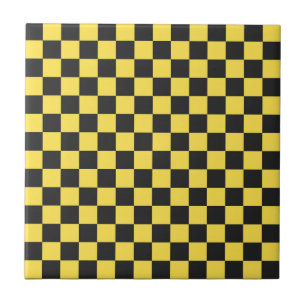 Gelb-schwarzes Schachbrettmuster Fliese