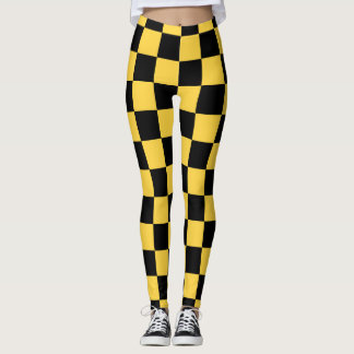 Gelb-schwarzes Schachbrettmuster Leggings