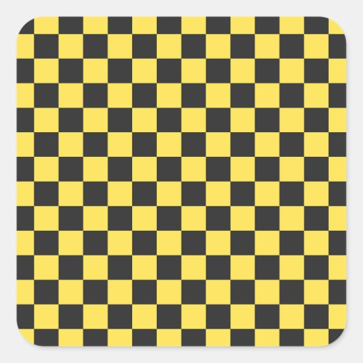 Gelb-schwarzes Schachbrettmuster Quadratischer Aufkleber (Vorderseite)