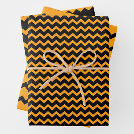 Gelb & schwarzes Zickzack-Chevron Fröhlich & Kühn Geschenkpapier Set