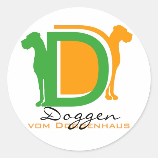 gelb Serie DD Doggen Runder Aufkleber (Vorderseite)