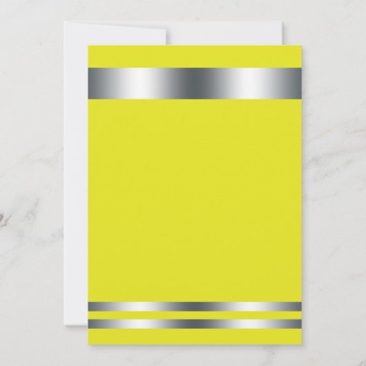 Gelb & Silber Elegantes Party Einladung (Rückseite)