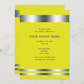 Gelb & Silber Elegantes Party Einladung (Vorne/Hinten)