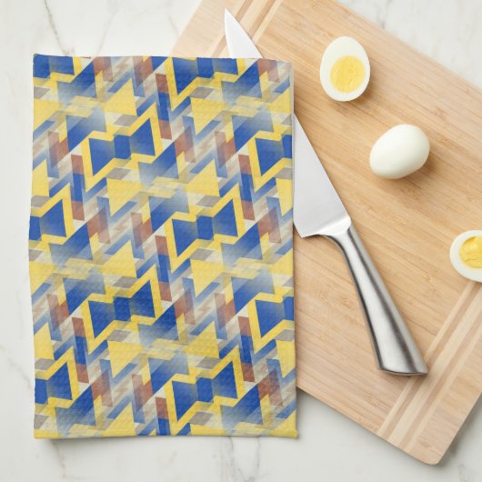 Gelb + Silberblauer Krawatte Muster Tuch (Viertel Falte)