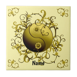 Gelb Stammes Yin Yang Fliese