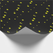 Gelb-Sterne auf schwarzem Geschenk-Packpapier Geschenkpapier (Ecke)