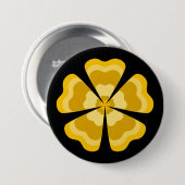 Gelb stilisierte Retro-Blume Button (Vorne & Hinten)