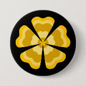 Gelb stilisierte Retro-Blume Button (Vorderseite)