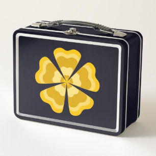 Gelb stilisierte Retro-Blume Metall Brotdose