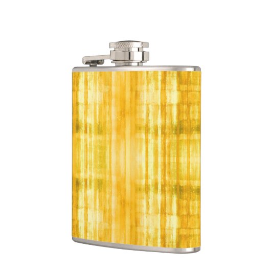 Gelb Stripes Kunst-Muster Flachmann (Links)