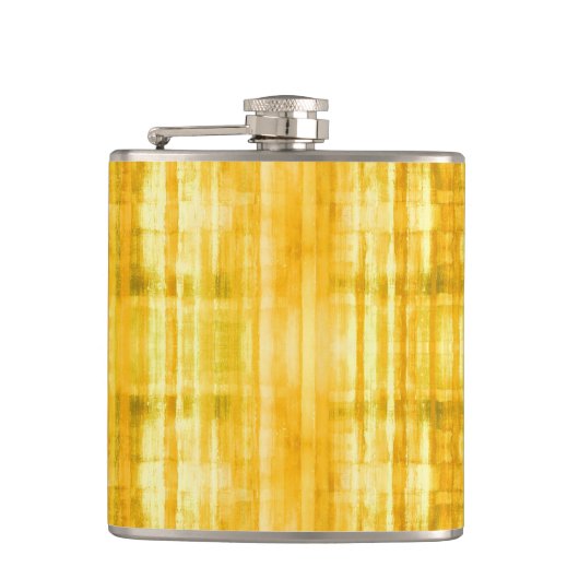 Gelb Stripes Kunst-Muster Flachmann (Vorderseite)