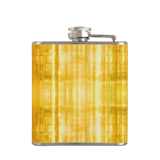 Gelb Stripes Kunst-Muster Flachmann (Rückseite)