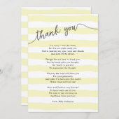Gelb Stripes neutrales Babyparty-Gedicht Dankeskarte (Vorne/Hinten)