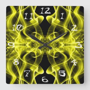 Gelb symmetrisch minimalistisches Schwarz Quadratische Wanduhr