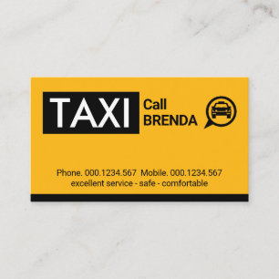 Gelb Taxi Auto schwarze Klappe Visitenkarte