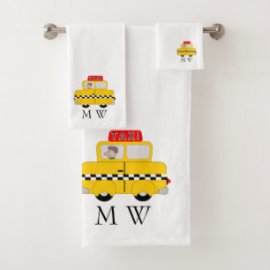 Gelb Taxi Design Monogrammiert Badhandtuch Set