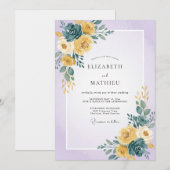Gelb-Teal-Gemalte Hochzeit Einladung (Vorne/Hinten)
