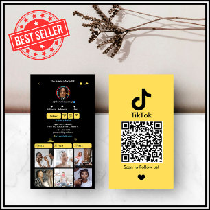 Gelb TikTok   Social Media QR Visitenkarte
