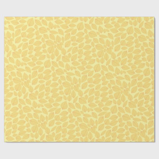 Gelb über pastellgelbes Leaf-Muster Geschenkpapier (Flach)