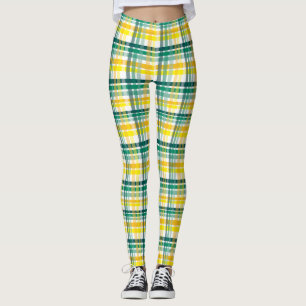 gelb und Aquamarin Kariert Leggings
